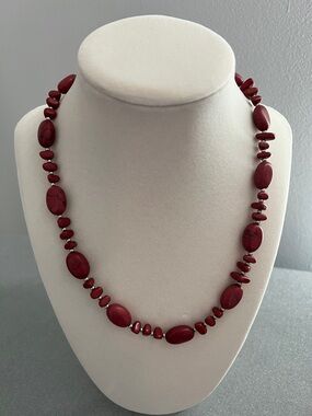 Chaps Ralph Lauren Women's Red Beaded 10” Necklace - Elegant Statement Jewelry